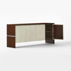Altea White Vellum And Walnut Wood Media Console 13 Altea White Vellum And Walnut Wood Media Console -Cb2 Pop Shop AlteaMediaCredenza3QAVSSS23