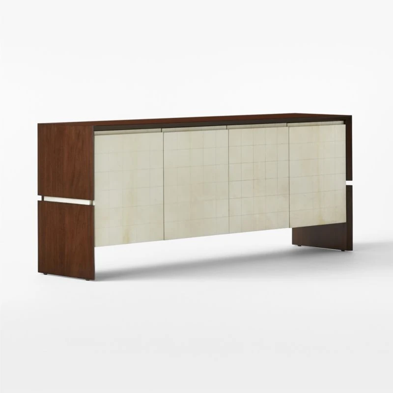 Altea White Vellum And Walnut Wood Media Console 5 Altea White Vellum And Walnut Wood Media Console - Image 3