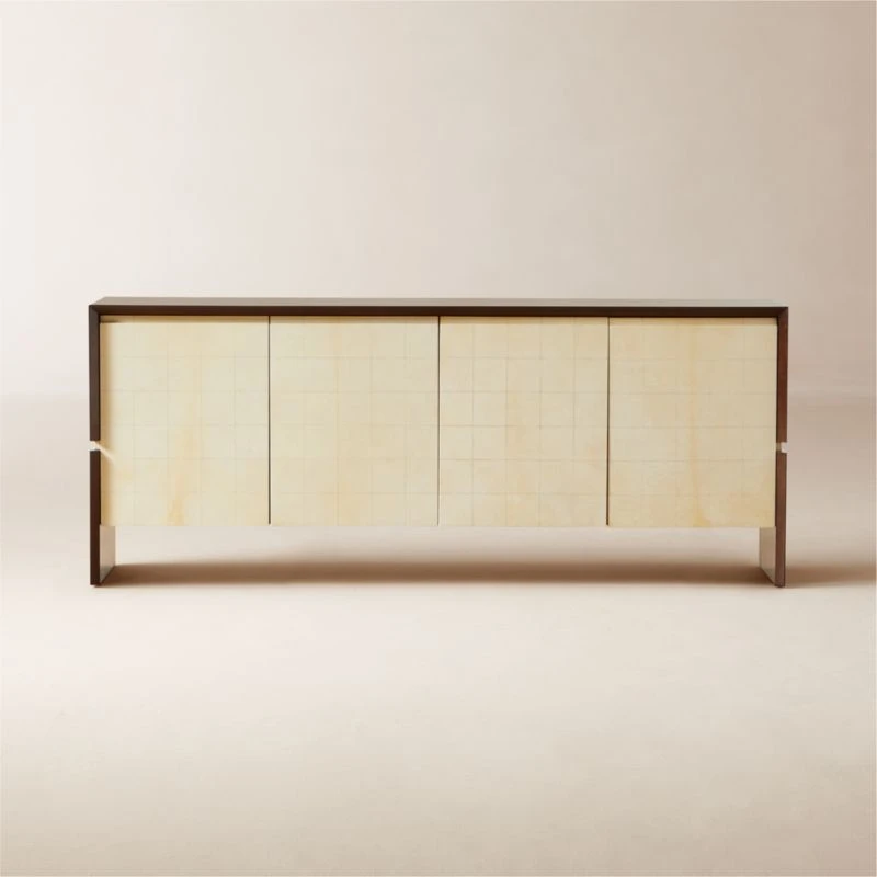 Altea White Vellum And Walnut Wood Media Console 3 Altea White Vellum And Walnut Wood Media Console