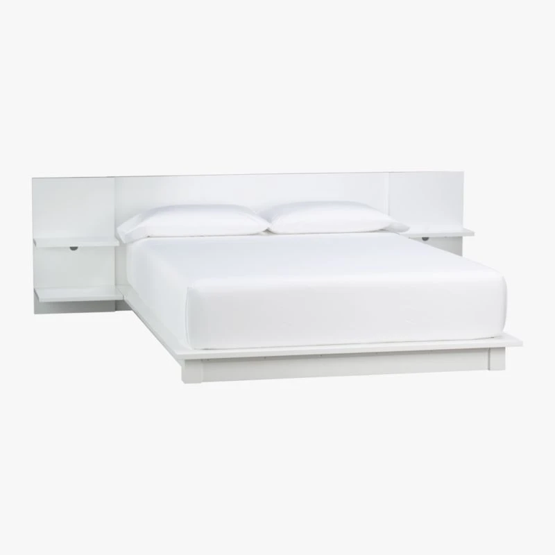 Andes High-Gloss White Platform Queen Bed With Nightstands 4 Andes High-Gloss White Platform Queen Bed With Nightstands - Image 2