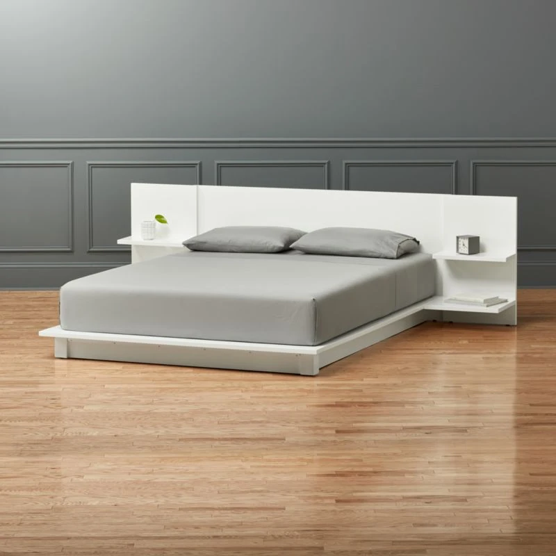Andes High-Gloss White Platform Queen Bed With Nightstands 3 Andes High-Gloss White Platform Queen Bed With Nightstands