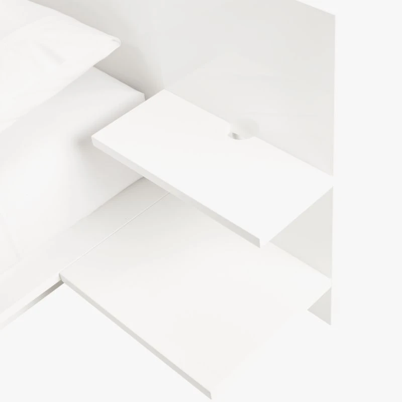 Andes High-Gloss White Platform Queen Bed With Nightstands 6 Andes High-Gloss White Platform Queen Bed With Nightstands - Image 4