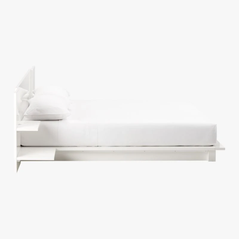 Andes High-Gloss White Platform Queen Bed With Nightstands 5 Andes High-Gloss White Platform Queen Bed With Nightstands - Image 3