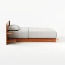 Andes Acacia Wood Platform Queen Bed With Nightstands -Cb2 Pop Shop AndesQueenBedAcaciaSDSSS21