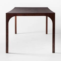 Aqua Virgo Rectangular Dark Burl Wood Dining Table 100" -Cb2 Pop Shop AquaVrgDrkBrnBrlLgDngTblSDSSF21