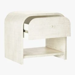 Archer White Lacquered Linen Nightstand With Drawer -Cb2 Pop Shop ArcherNightstand3QAVF19