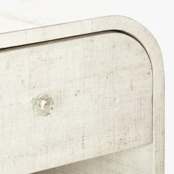 Archer White Lacquered Linen Nightstand With Drawer -Cb2 Pop Shop ArcherNightstandAVF19
