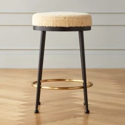 Atlas Shearling White Counter Stool Set Of 2