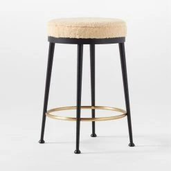 Atlas Shearling White Counter Stool Set Of 2 -Cb2 Pop Shop AtlasShrlngCounterStool3QSSF21 1