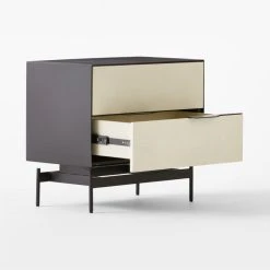 Avers 2-Drawer Plaster And Black Metal Nightstand -Cb2 Pop Shop AversMtlFrameNightstand3QAVSSS22