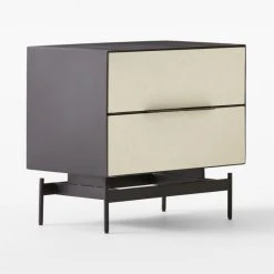 Avers 2-Drawer Plaster And Black Metal Nightstand -Cb2 Pop Shop AversMtlFrameNightstand3QSSS22