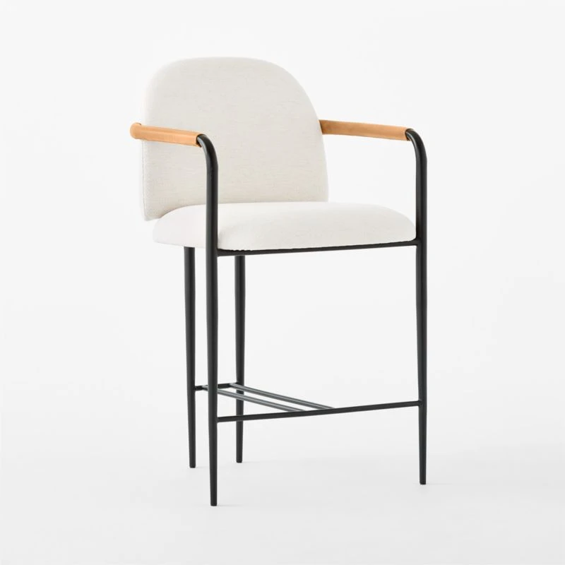 Avont White Upholstered Counter Stool 5 Avont White Upholstered Counter Stool - Image 3