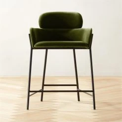 Azalea Green Velvet Counter Stool