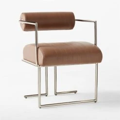 Barber Brown Leather Dining Chair -Cb2 Pop Shop BarberLeatherChair3QSSSF23