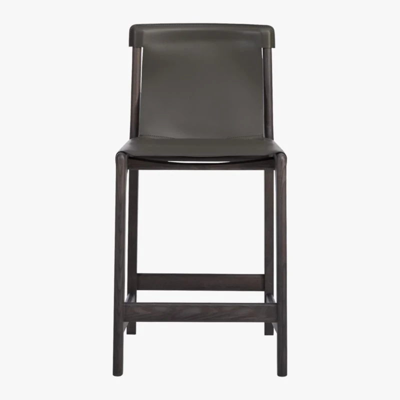 Burano Charcoal Grey Leather Sling Counter Stool Set Of 2 4 Burano Charcoal Grey Leather Sling Counter Stool Set Of 2 - Image 2