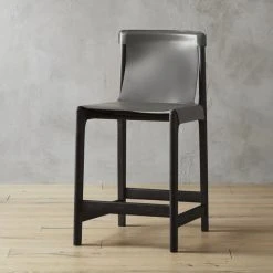 Burano Charcoal Grey Leather Sling Counter Stool Set Of 2