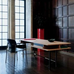 Portofino Cerused White Oak Wood Desk -Cb2 Pop Shop CB2FA22 FR 09A Hero