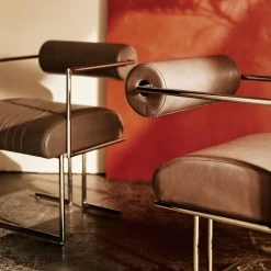 Barber Brown Leather Dining Chair -Cb2 Pop Shop CB2FA23 BID 11 V1 RET