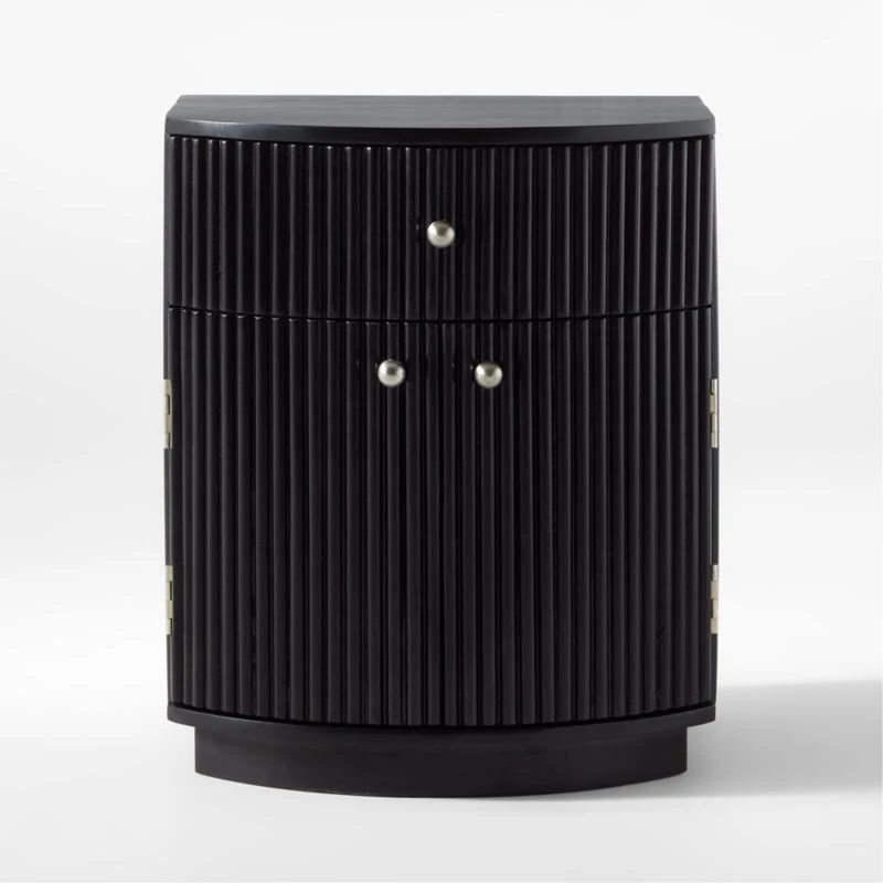 Cameo Curved Black Wood Nightstand With Drawer 5 Cameo Curved Black Wood Nightstand With Drawer - Image 3