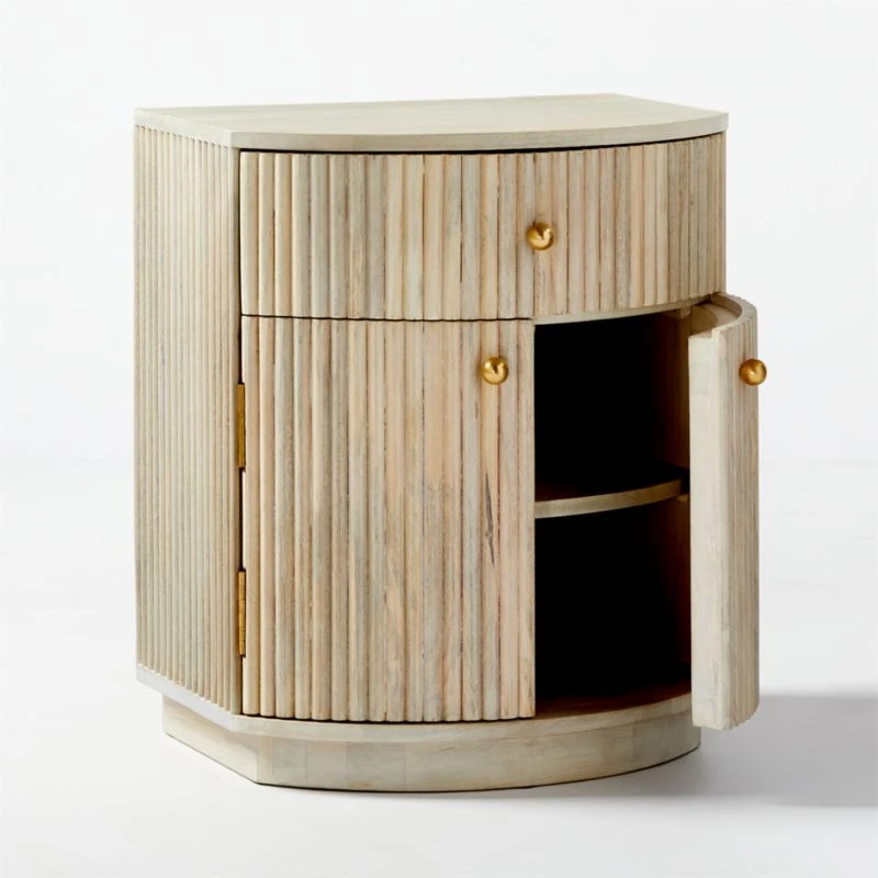 Cameo Curved Whitewashed Wood Nightstand With Drawer 9 Cameo Curved Whitewashed Wood Nightstand With Drawer - Image 7