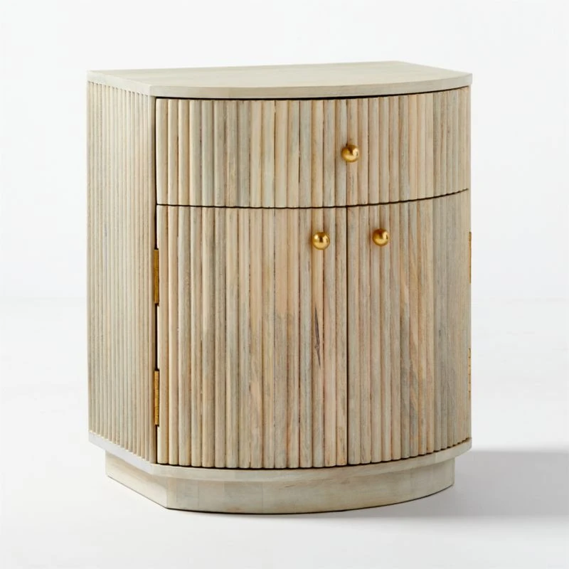 Cameo Curved Whitewashed Wood Nightstand With Drawer 8 Cameo Curved Whitewashed Wood Nightstand With Drawer - Image 6