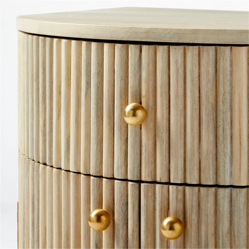 Cameo Curved Whitewashed Wood Nightstand With Drawer 12 Cameo Curved Whitewashed Wood Nightstand With Drawer - Image 10