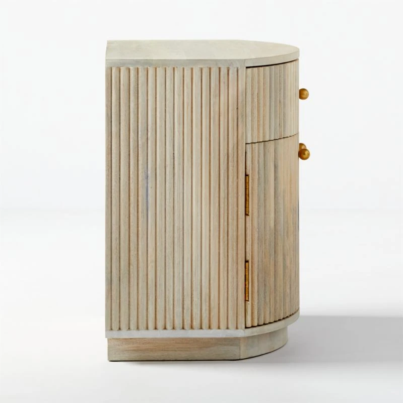 Cameo Curved Whitewashed Wood Nightstand With Drawer 10 Cameo Curved Whitewashed Wood Nightstand With Drawer - Image 8