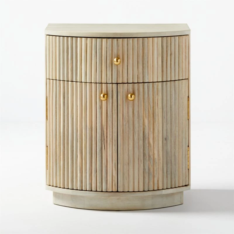 Cameo Curved Whitewashed Wood Nightstand With Drawer 7 Cameo Curved Whitewashed Wood Nightstand With Drawer - Image 5