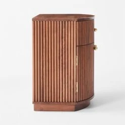 Cameo Curved Midtone Acacia Wood Nightstand 11 Cameo Curved Midtone Acacia Wood Nightstand -Cb2 Pop Shop CameoMidtoneNightstandSDSSF23