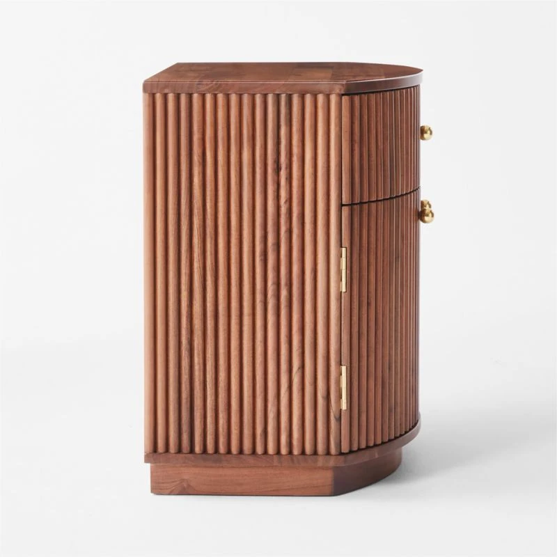 Cameo Curved Midtone Acacia Wood Nightstand 6 Cameo Curved Midtone Acacia Wood Nightstand - Image 4