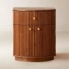 Cameo Curved Midtone Acacia Wood Nightstand