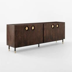 Carbon Brown Burl Wood Media Console -Cb2 Pop Shop CarbonBnBrlWdMdCredenza3QSSF22