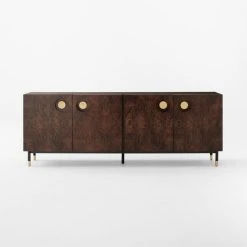 Carbon Brown Burl Wood Media Console -Cb2 Pop Shop CarbonBnBrlWdMdCredenzaSOSSF22