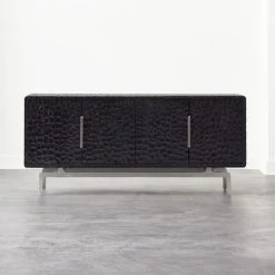 Carved Black Wood Credenza