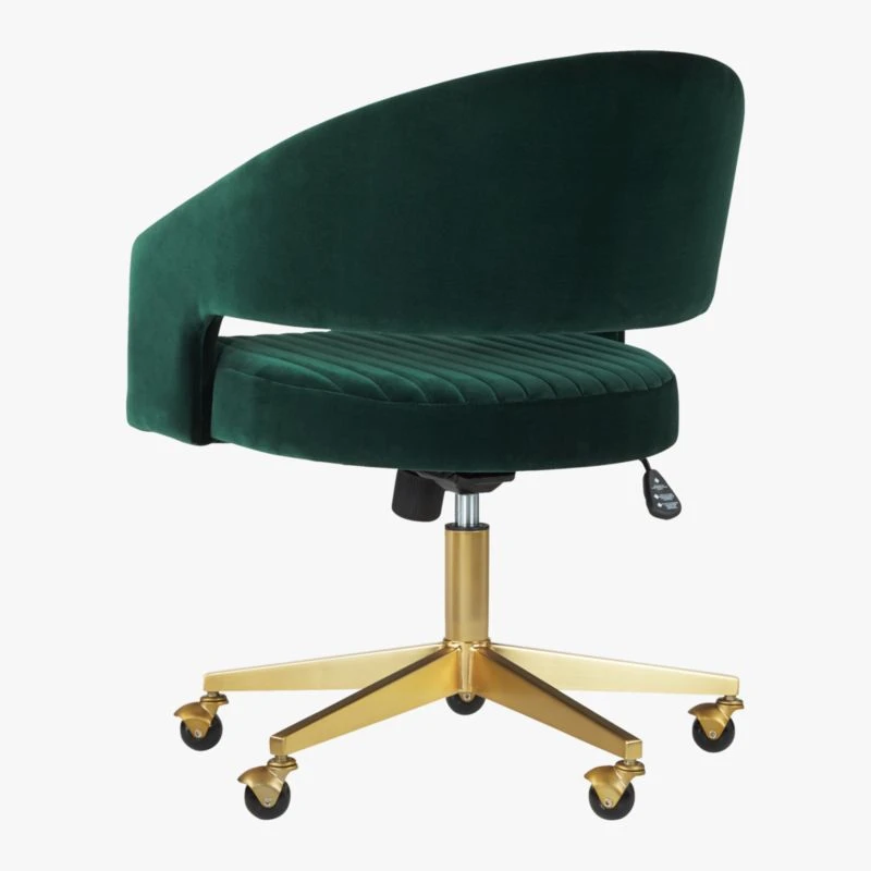 Channel Green Velvet Office Chair 8 Channel Green Velvet Office Chair - Image 6
