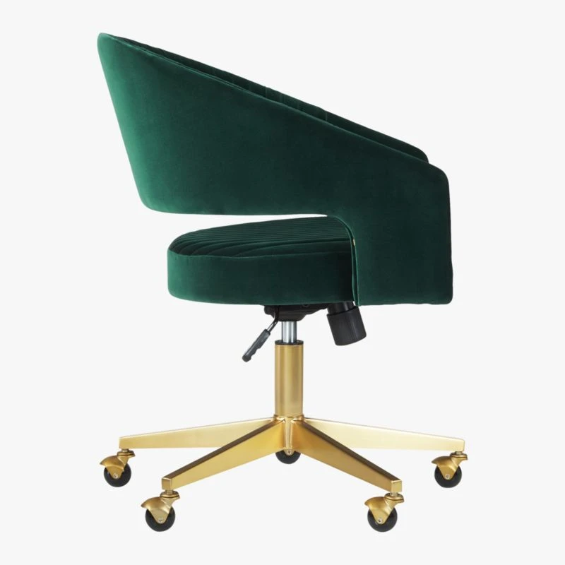 Channel Green Velvet Office Chair 7 Channel Green Velvet Office Chair - Image 5