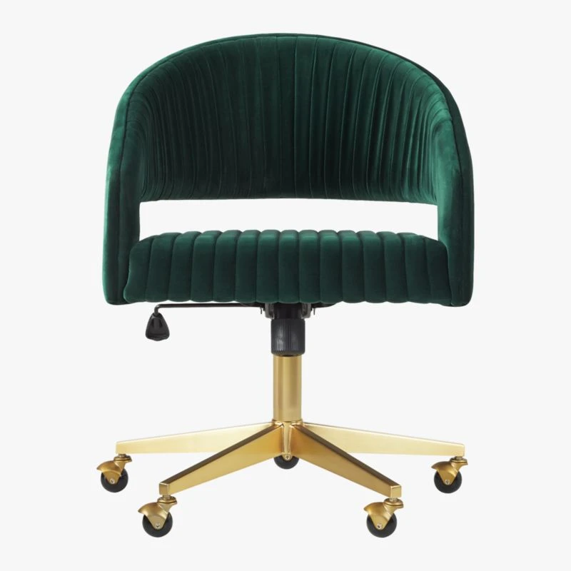 Channel Green Velvet Office Chair 5 Channel Green Velvet Office Chair - Image 3