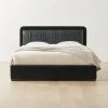 Claudette Black Leather And Velvet Upholstered Queen Bed -Cb2 Pop Shop ClaudetteVlvtNLthrQBedSHS23
