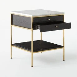 Connoisseur 2-Drawer Black Oak Wood Nightstand With Marble Top Model 8714 13 Connoisseur 2-Drawer Black Oak Wood Nightstand With Marble Top Model 8714 -Cb2 Pop Shop ConnoisseurNightstand3QAVSSS21
