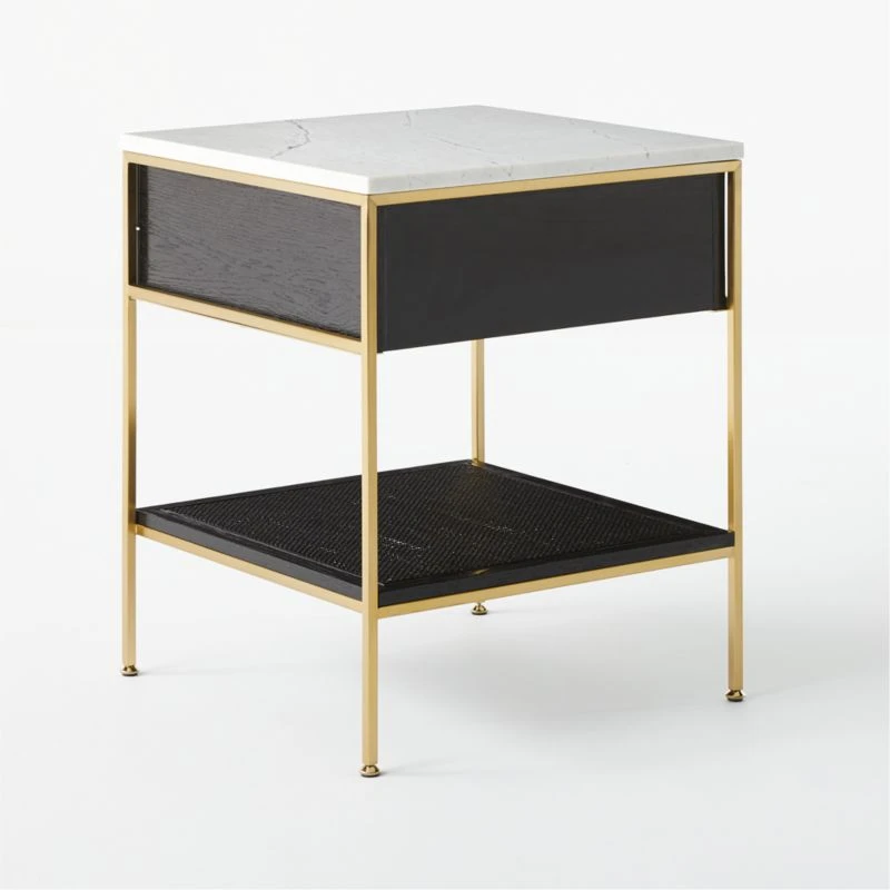 Connoisseur 2-Drawer Black Oak Wood Nightstand With Marble Top Model 8714 8 Connoisseur 2-Drawer Black Oak Wood Nightstand With Marble Top Model 8714 - Image 6