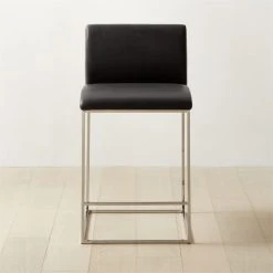 Coop Black Leather Counter Stool