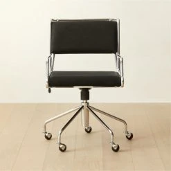 Court Black Vegan Leather Office Chair