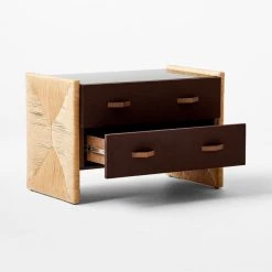 Crillo 2-Drawer Brown Nightstand With Mirror Top -Cb2 Pop Shop CrilloNatNightstand3QAVSSF21