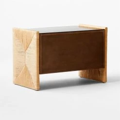 Crillo 2-Drawer Brown Nightstand With Mirror Top -Cb2 Pop Shop CrilloNatNightstand3QBSSF21