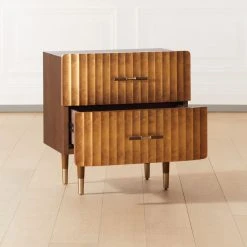 Crimped 2-Drawer Gold Leaf Nightstand -Cb2 Pop Shop CrimpedGldLeafNightstandAV2SHF20 1x1