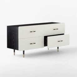Crimped 4-Drawer White Oak Wood Dresser -Cb2 Pop Shop CrimpedWhiteLowDresser3QAVSSF21