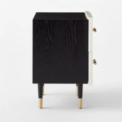 Crimped 2-Drawer Black And White Oak Wood Nightstand -Cb2 Pop Shop CrimpedWhiteNightstandSDSSF21