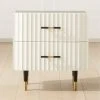 Crimped 2-Drawer Black And White Oak Wood Nightstand