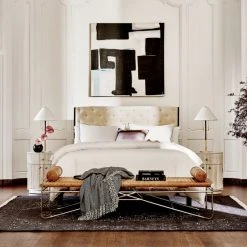 Crosby Tufted White Velvet And Wood Queen Bed 11 Crosby Tufted White Velvet And Wood Queen Bed -Cb2 Pop Shop CrosbyQueenTuftedBedAG21 1x1 1