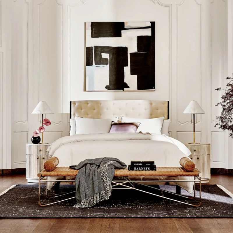 Crosby Tufted White Velvet And Wood Queen Bed 7 Crosby Tufted White Velvet And Wood Queen Bed - Image 5